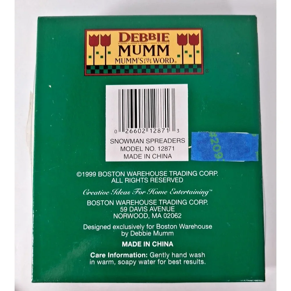Debbie Mumm Snowman Spreaders Set of 4 Boston Warehouse 12871 Christmas Winter